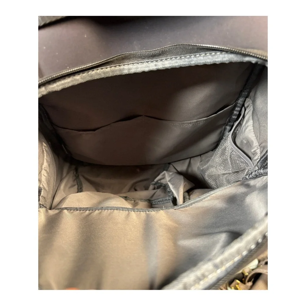 Freshly Picked Diaper Bag Backpack Black Neoprene Brown Faux Leather Travel Bag